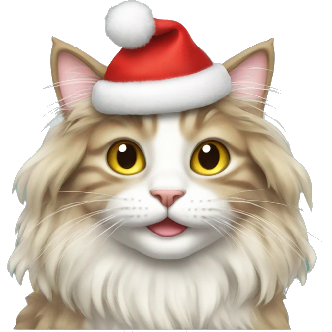 long haired happy christmas cat emoji
