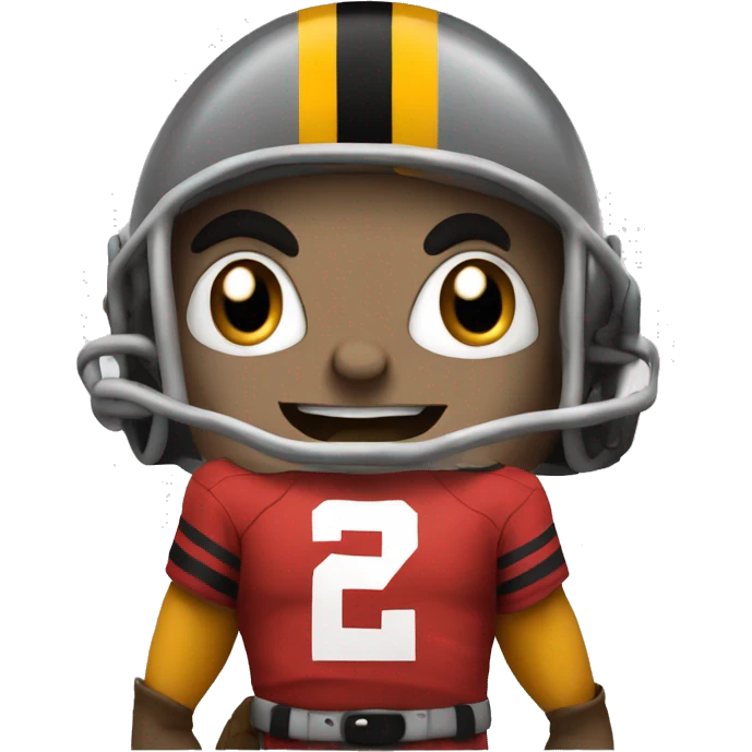 Brutus the buckeye wearing a Pittsburgh Steelers jersey emoji