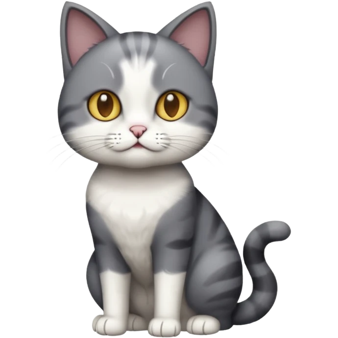 full body large short hair dark grey and white cat emoji