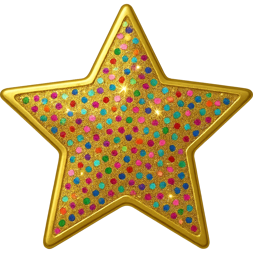 tiny star with a confetti pattern, glamorous and stylish emoji