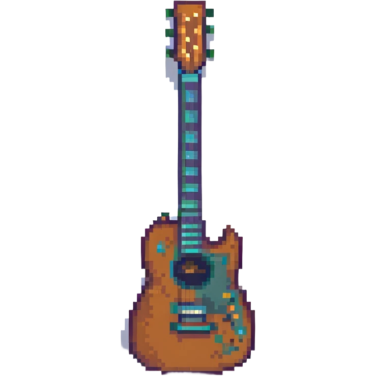 pixel art of a guitar emoji