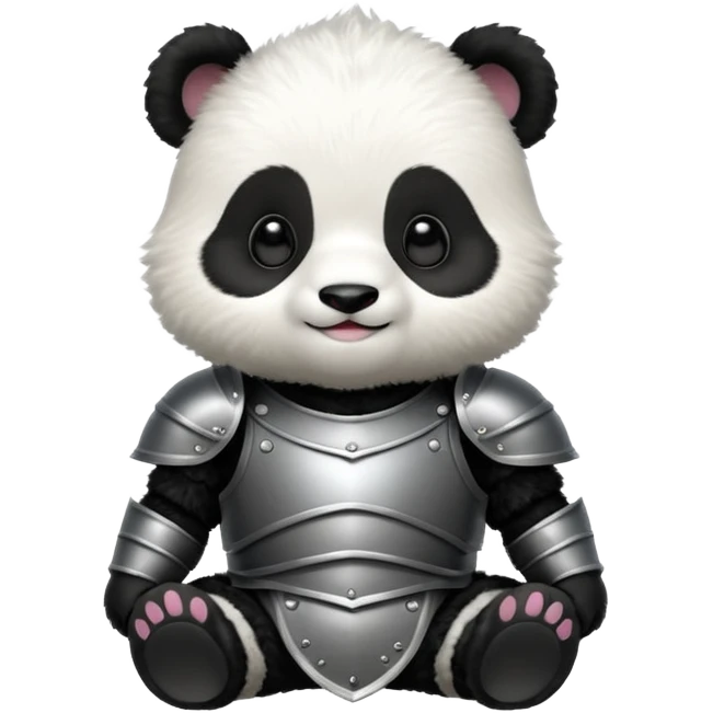 baby panda in armor, full body, smile emoji