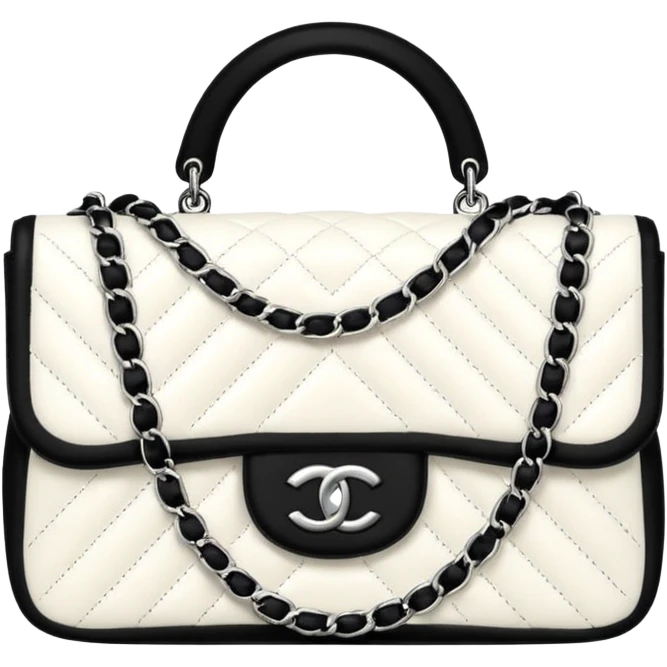 white tweed Chanel bag And black chain emoji