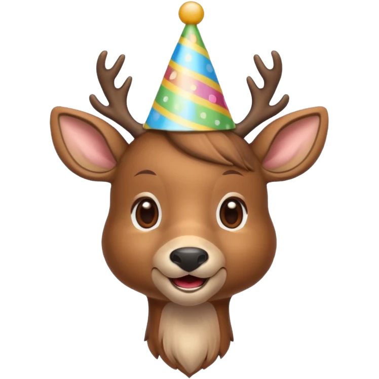 Deer wearing birthday hat emoji