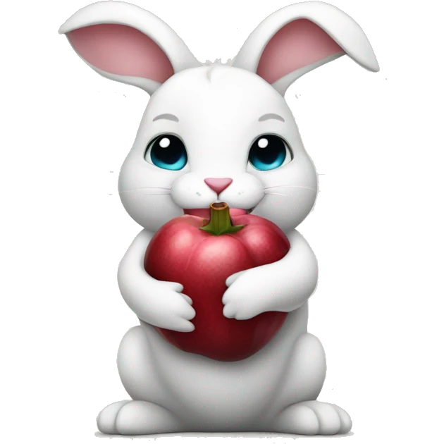 White bunny holding pomegranate emoji