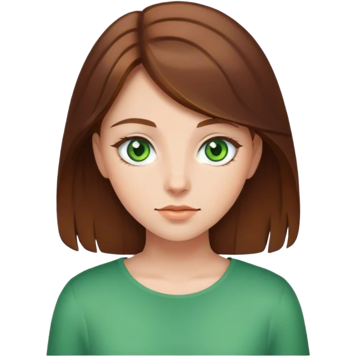 Girl with brown hair and green eye emoji