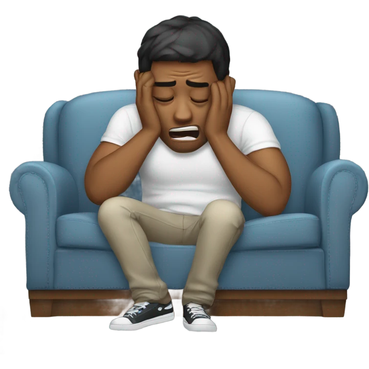 Guy crying on couch emoji