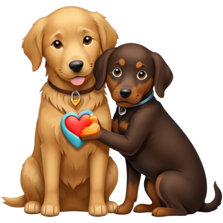 Golden retriever hugging Doberman  emoji