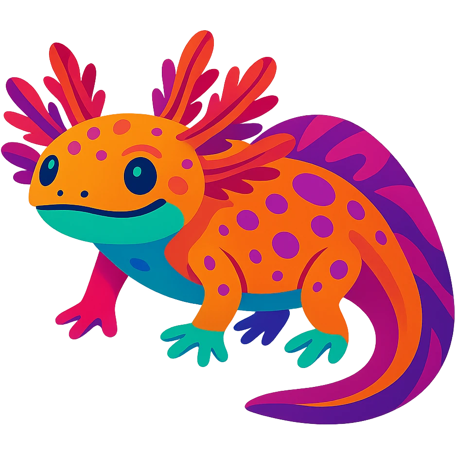 exotic axolotl, vibrant colors, unique details emoji