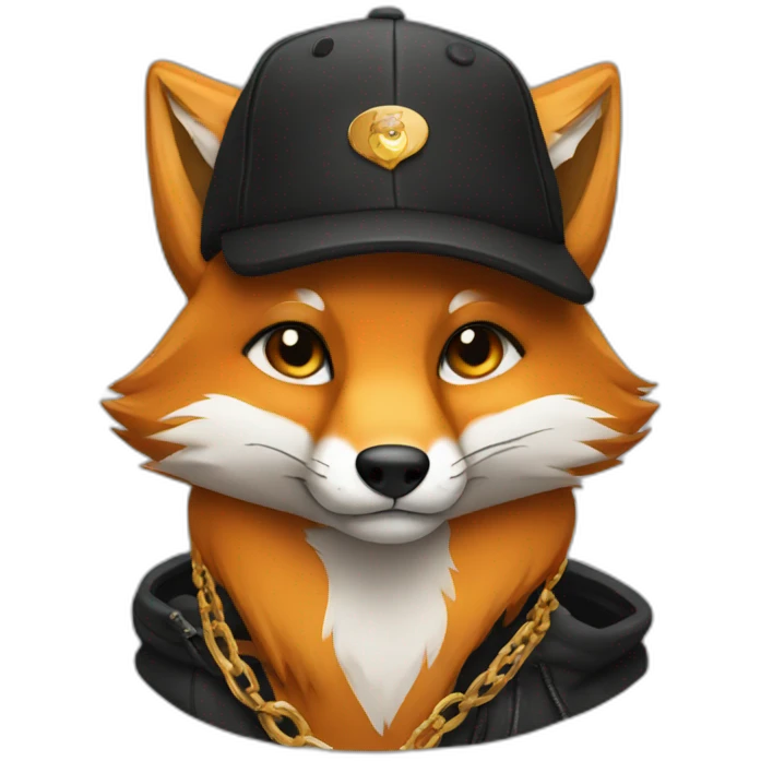 fox wearing a black cap and a gold chain emoji