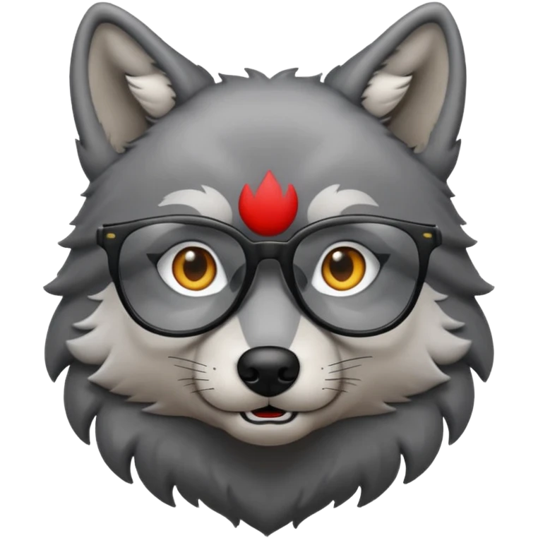 Wolf in blqck glasses emoji