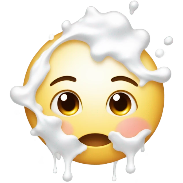 Cute aww face covered in milk emoji