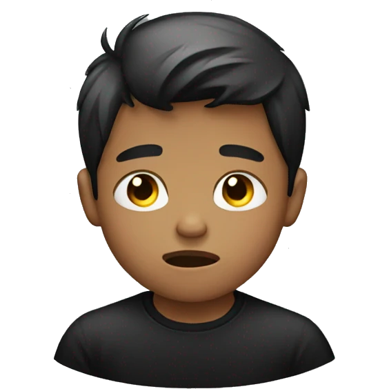 boy with black shirt crying emoji