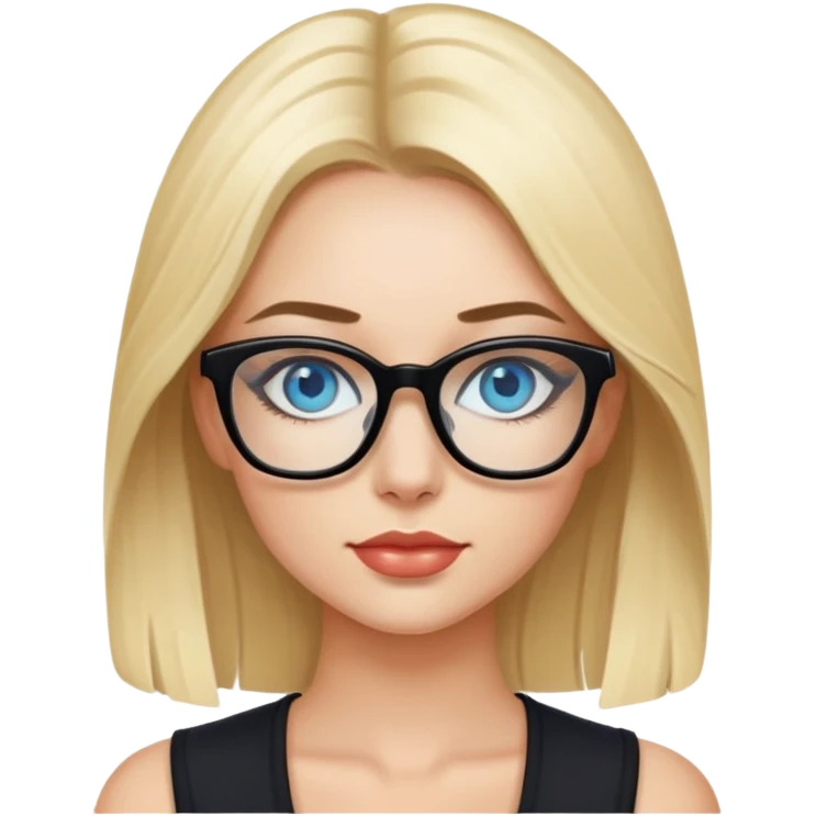 Sexy blonde, blue eyes, wearing black glasses  emoji