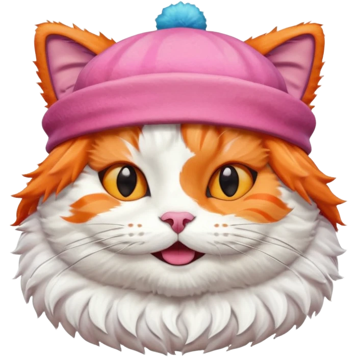 happy cat wearing a hat made out of sushi emoji