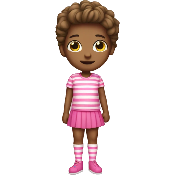 a white feminine boy in pink striped thigh highs and a skirt emoji