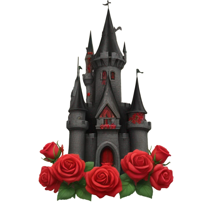 Black and red gothic castle with roses emoji