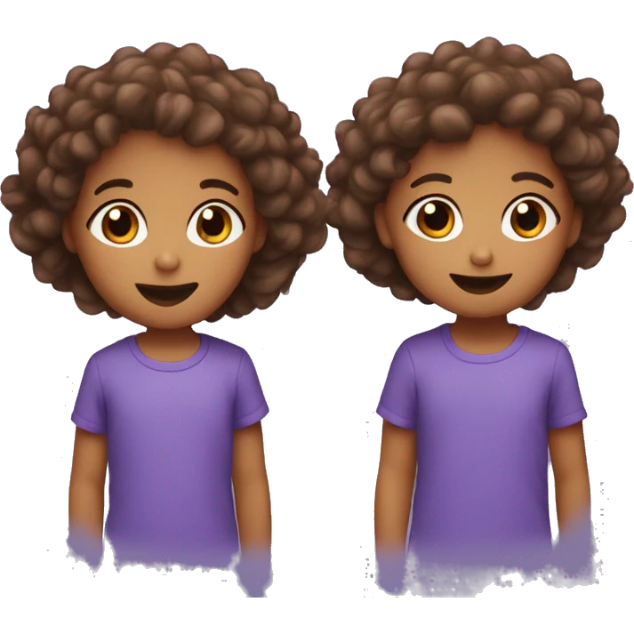 triplets wearing blue orange and purple emoji