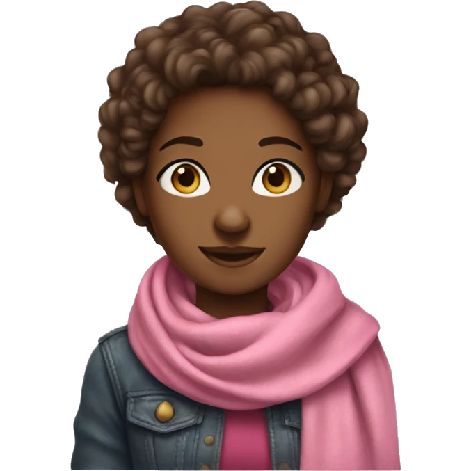 A brown-skinned girl with coarse hair and scarf pink emoji