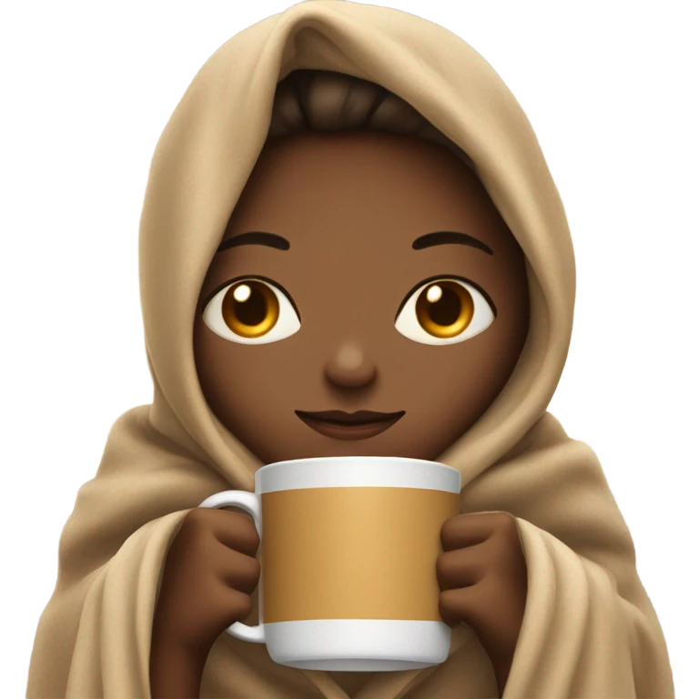 girl inside a blanket sipping coffee eyes closed emoji