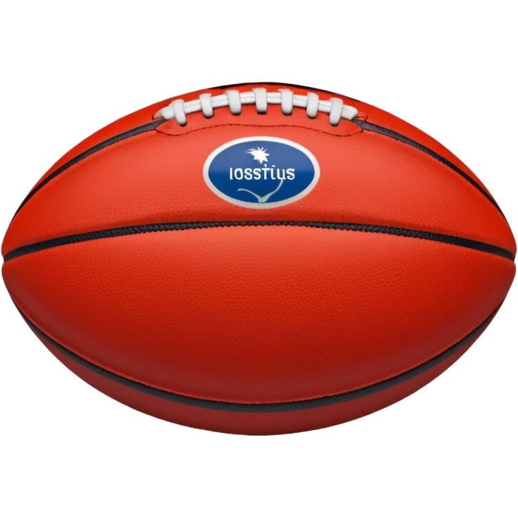 australian rules football ball with horizontal
 red, white and black stripes emoji