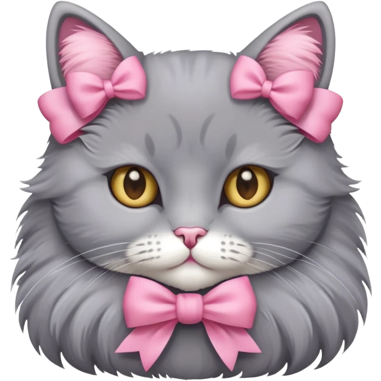 Grey cat pink bow emoji