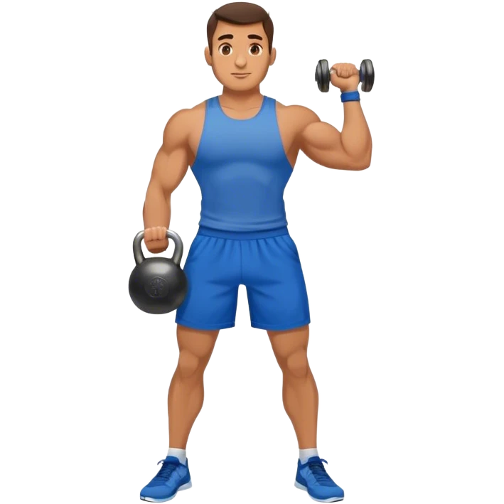 strong man with blue shorts holding kettlebell emoji