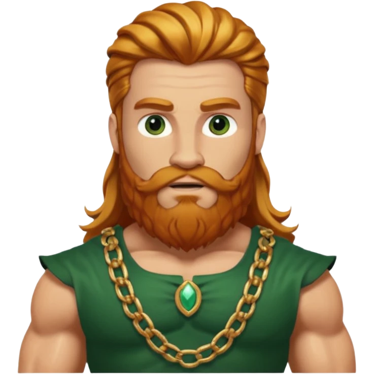 Hercules, God of Heroes from Gods and Goddesses with long reddish blonde hair and beard, gold and dark green outfit emoji