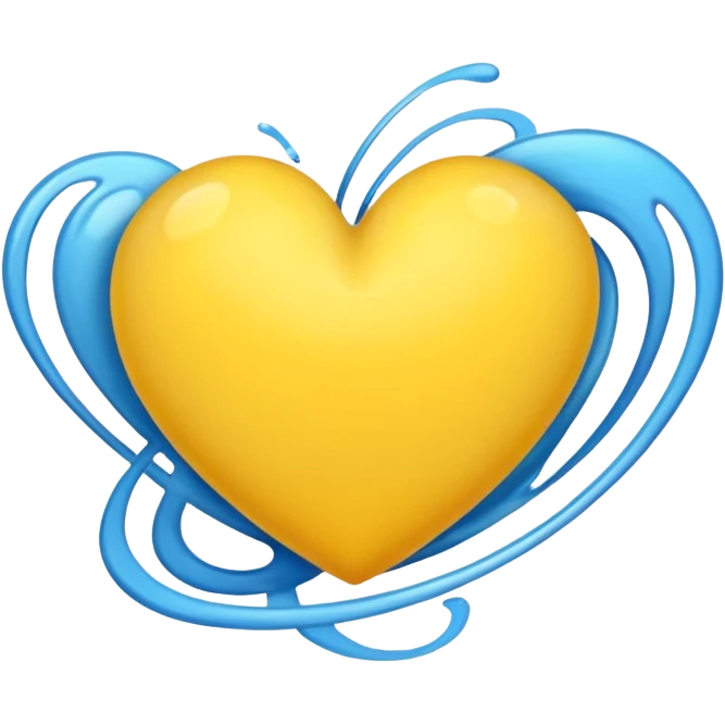 yellow heart with a planet emoji
