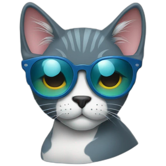 a blue kawaï cat round ears wearing sunglasses emoji