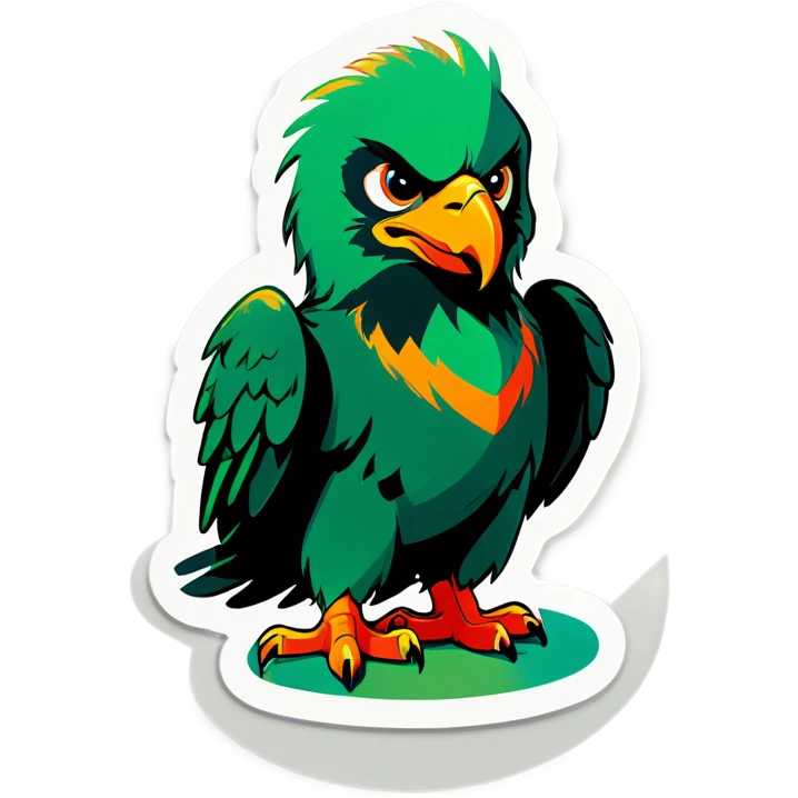 A Green eagle with a orange puppy emoji