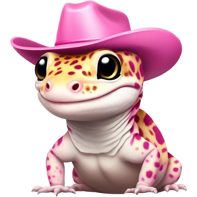 leopard gecko with a pink cowgirl hat emoji