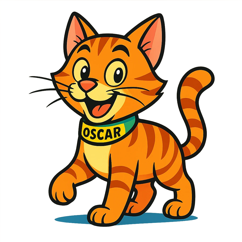 vibrant toon style Oscar the cat emoji