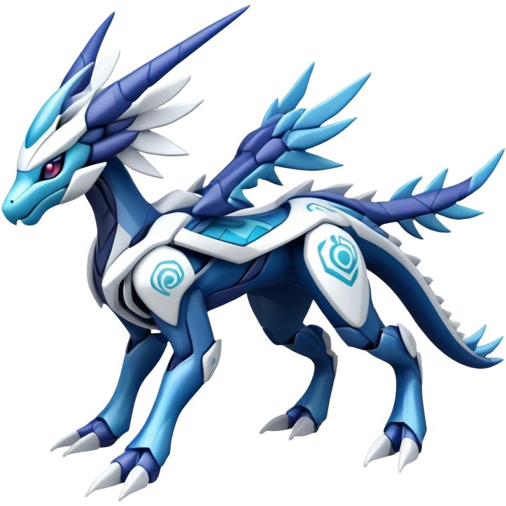 Futuristic Kyurem-dialga-suicune-hybrid, full body emoji