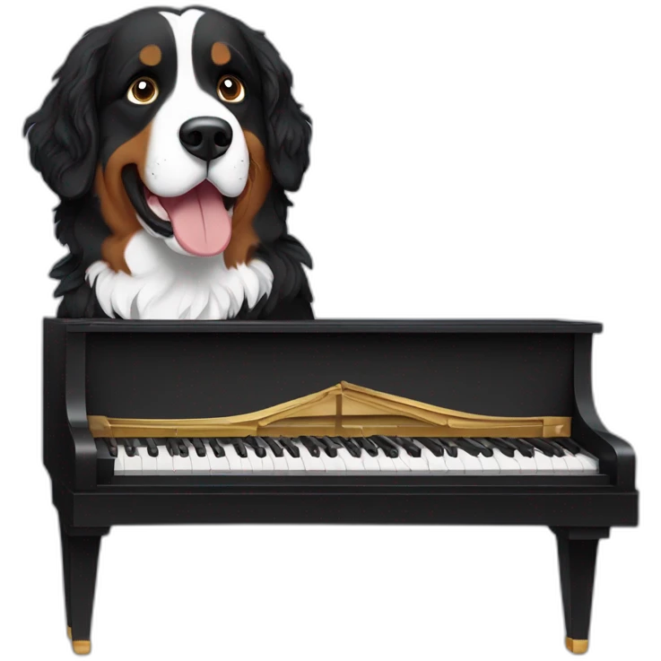 Bernese mountain dog playing piano emoji