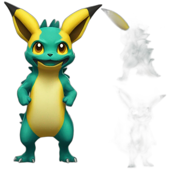 Dracofeu qui fusionné avec pikachu emoji