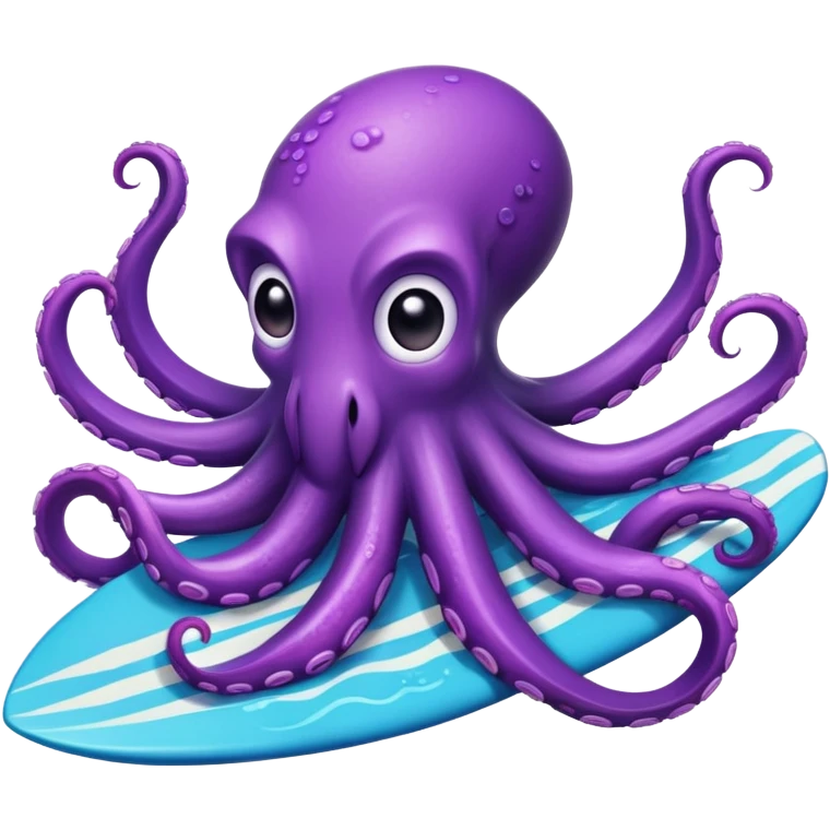Purple octopus surfing   emoji