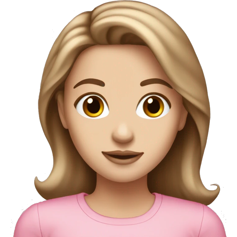 white girl with cute brown hair wearing pink coquette  emoji