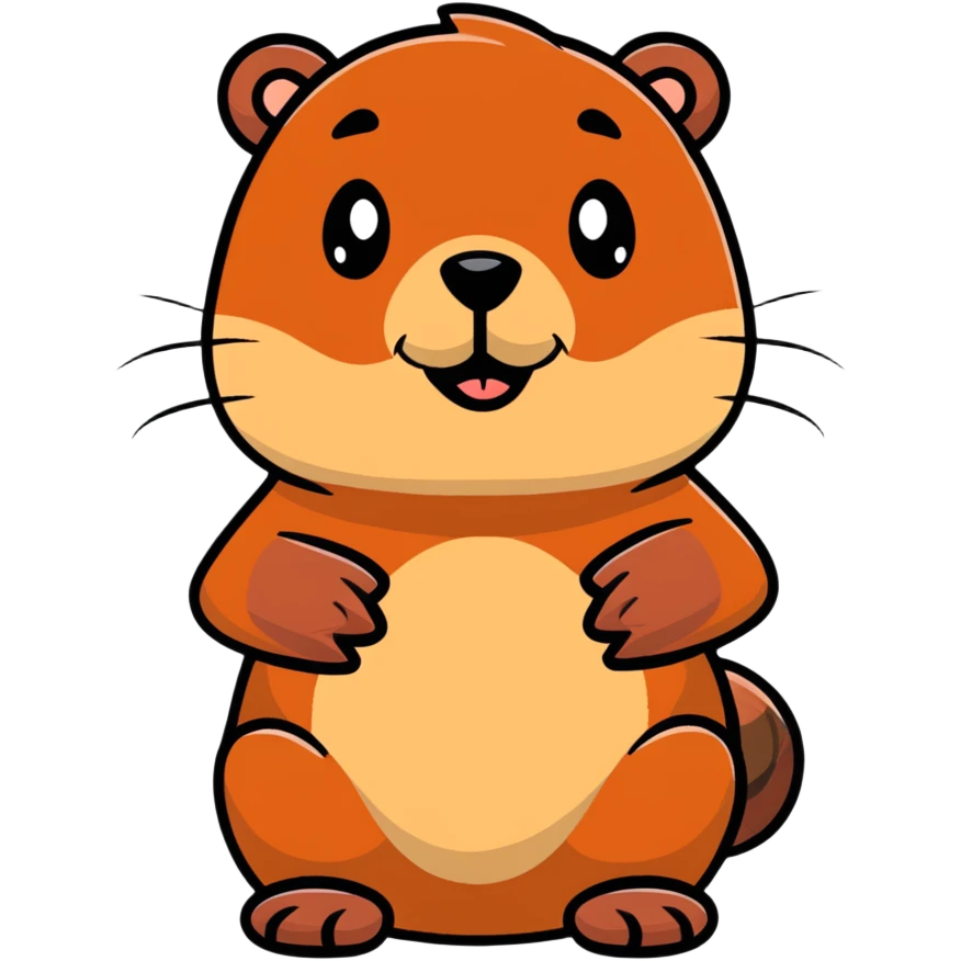 friendly cartoon beaver with flat tail emoji
