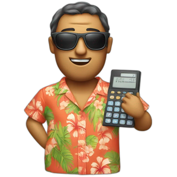 calculator wearing sunglasses and a Hawaiian shirt emoji