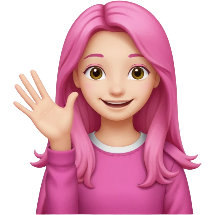 cheerful smile girl with cheerful hand gesture, make them cute, with pink cloth emoji