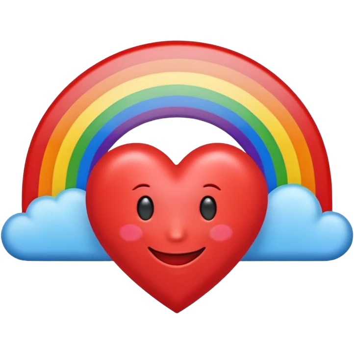 A heart with a smile no face and rainbow over the top emoji