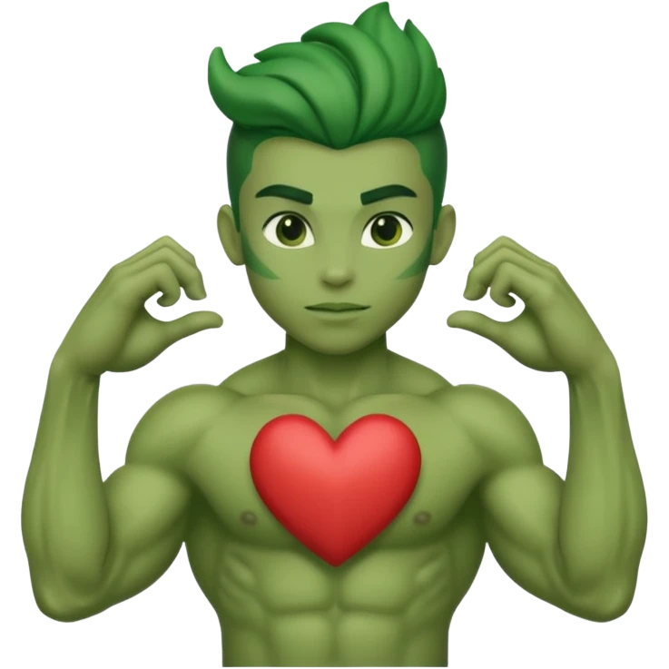 A Yautja from the movie predator making heart sign with hands emoji