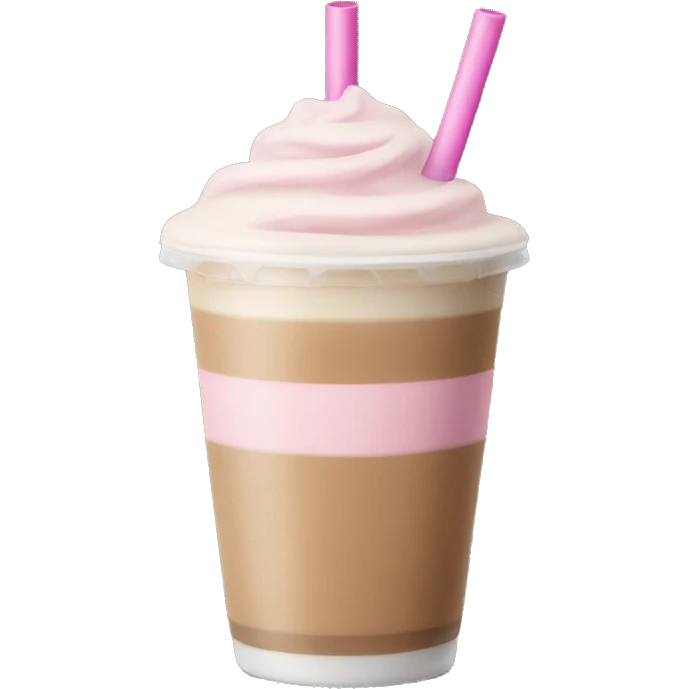 Ice latte with a light pink straw emoji