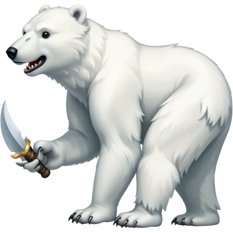 Polar bear with a wolf’s tail, thick neck fur, and short saber fangs emoji