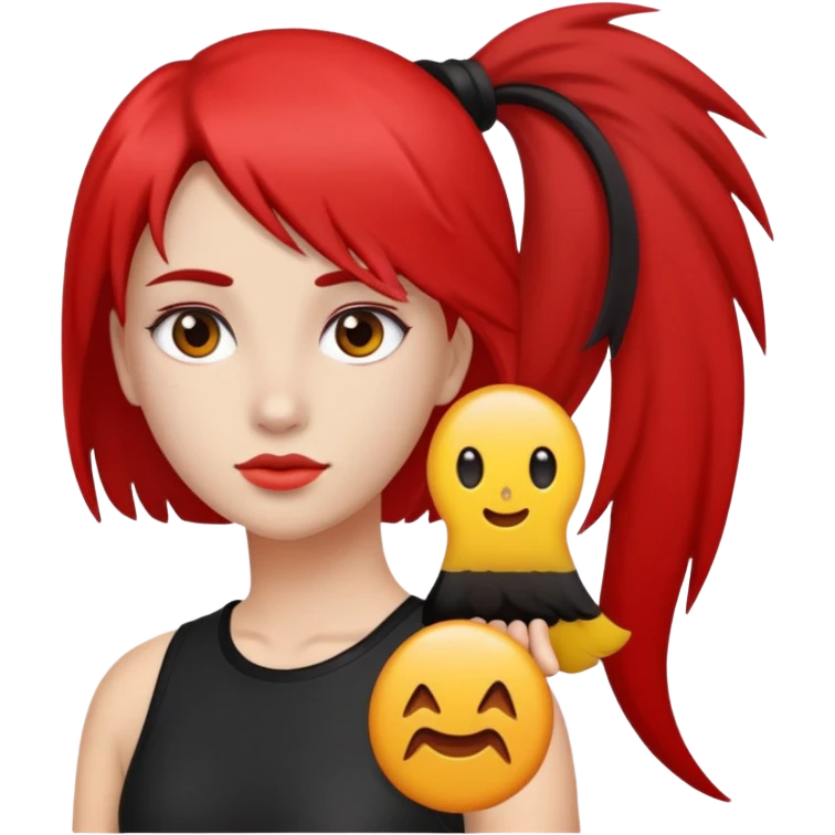 Girl with half red half black mullet emoji