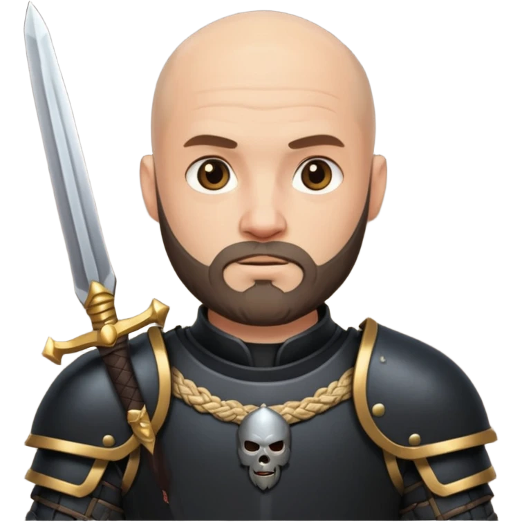 bald bearded  armed guards black armour emoji