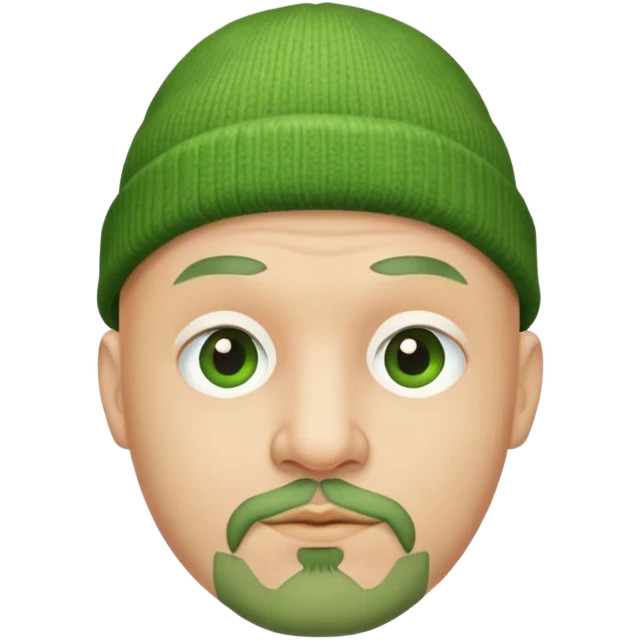 bald man with Beanie goatee green face emoji