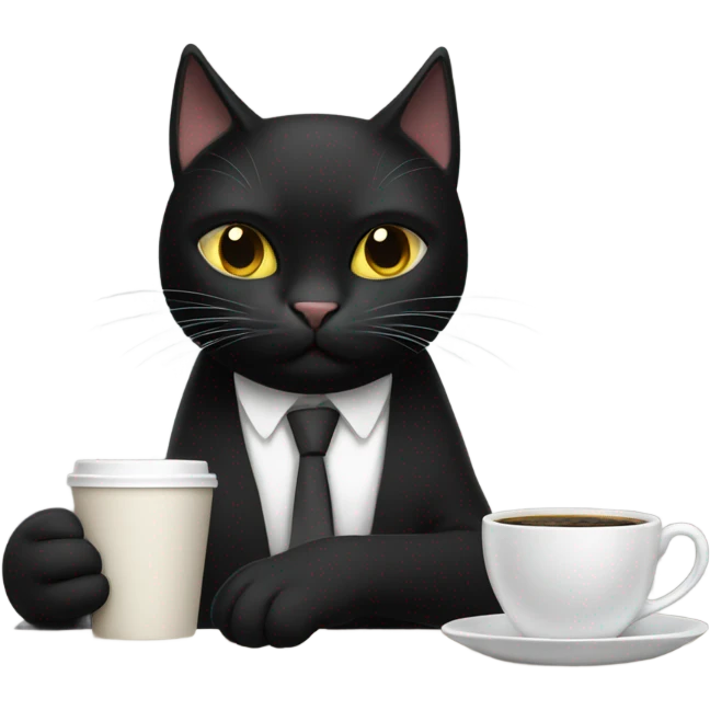 Black cat drinking coffee  emoji