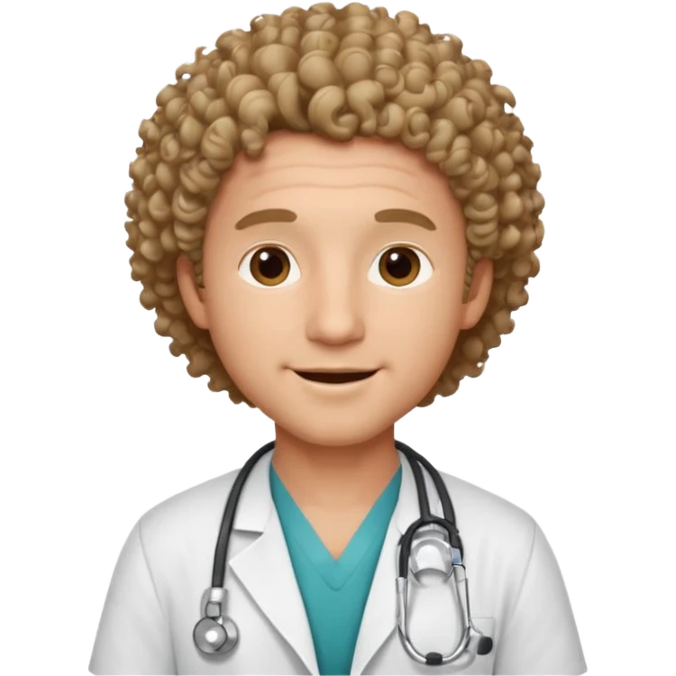 a male doctor with curly hair and cheerful face emoji